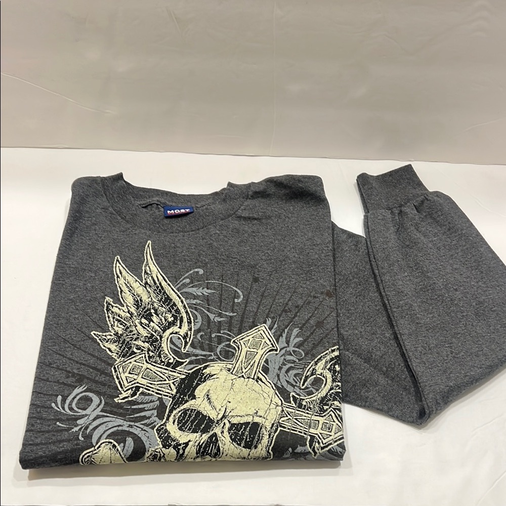 Ost Gray Long Sleeve Tee with Skull Design
